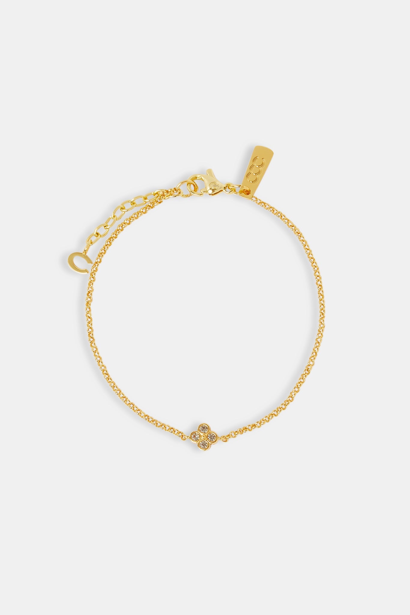 Iced Green Motif Rolo Bracelet - 6mm - Gold